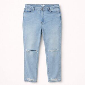 Good American Good Curve High Rise Straight Jeans Size 18 Plus Distressed Denim